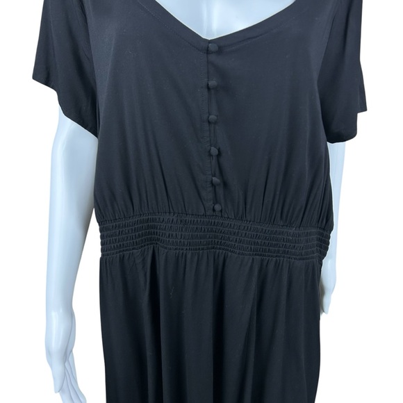 TORRID Black Maxi Dress Sz 3X Smocked Waist Pockets Stretch Whimsigoth Cottage - Picture 4 of 16